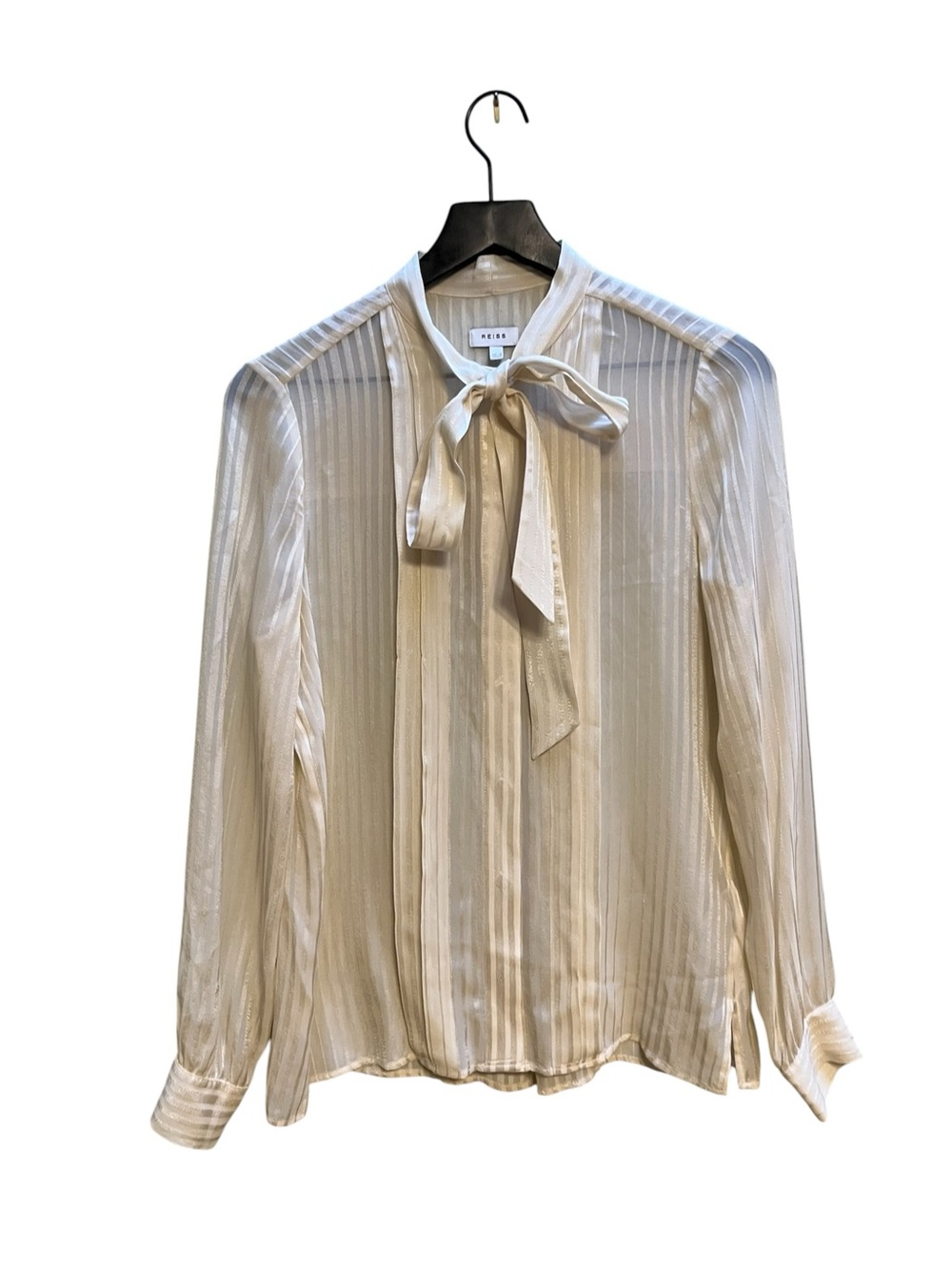 Reiss Cream Bow-Tie Long Sleeve Blouse size 4